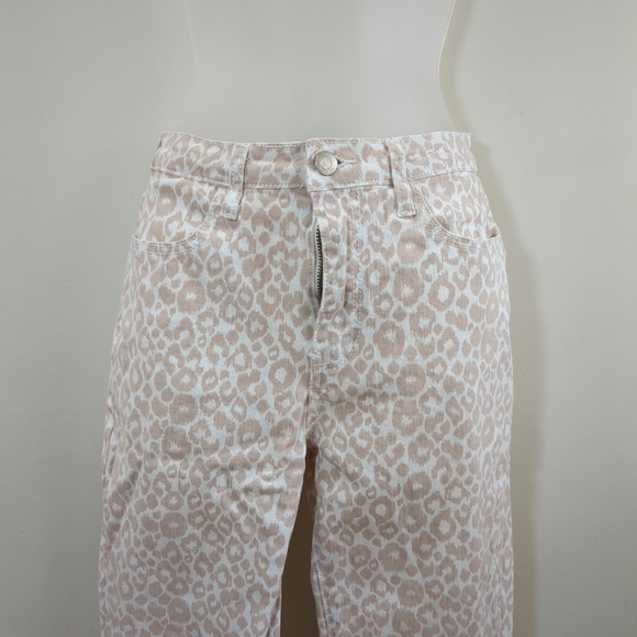 Altar'd State Cheetah print bell bottom jeans, pink / cream, size M - Picture 11 of 11